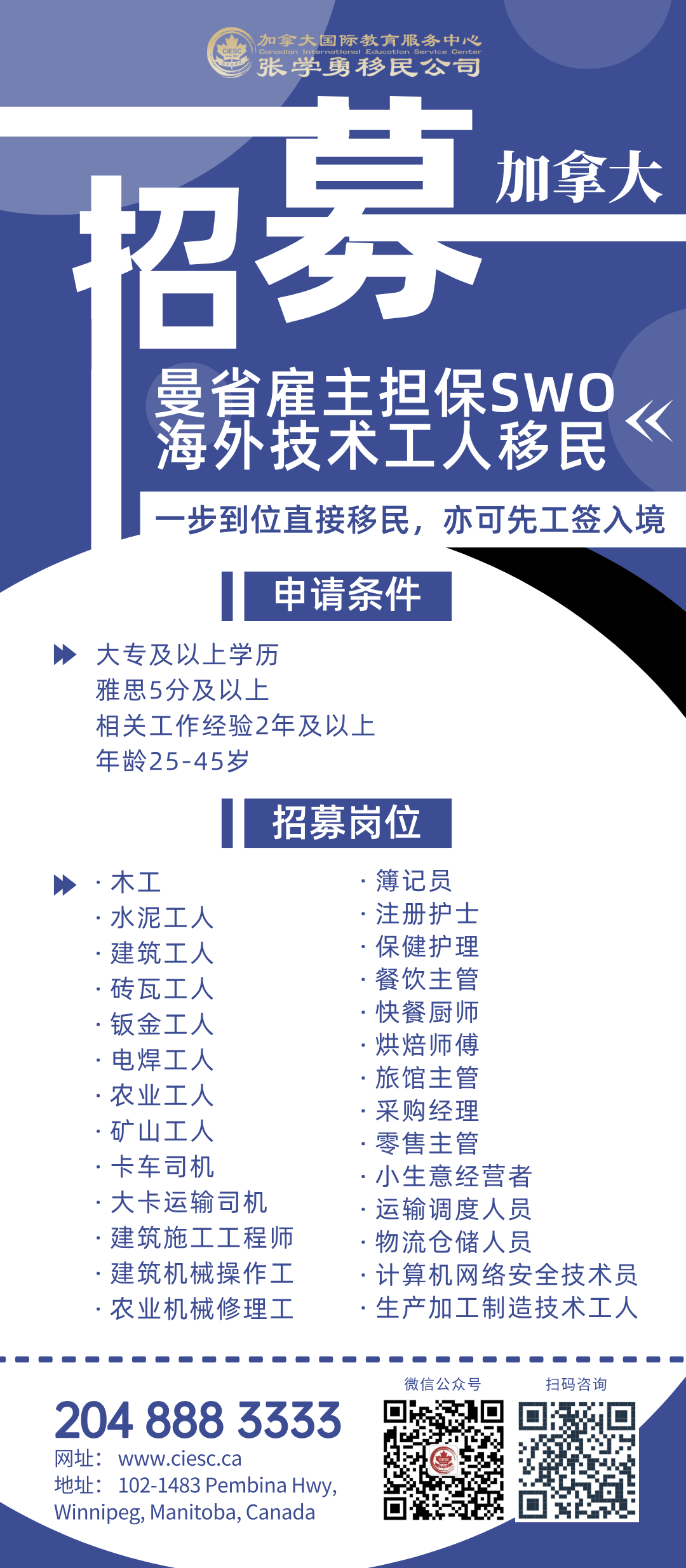 曼省雇主担保海外技术工人移民项目招募